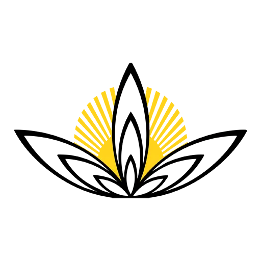 wellness without walls logo. Geometric image with a sun burst behind it.